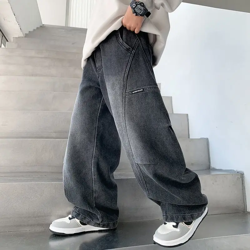 Boys' jeans, handsome and versatile, children's pants, casual boys' pants, street style fashion, spring and autumn seasons