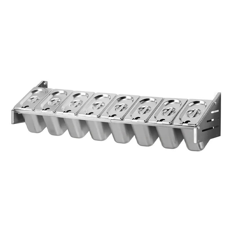New wall mounted stainless steel bowl with rack, wall mounted seasoning box storage rack, large capacity