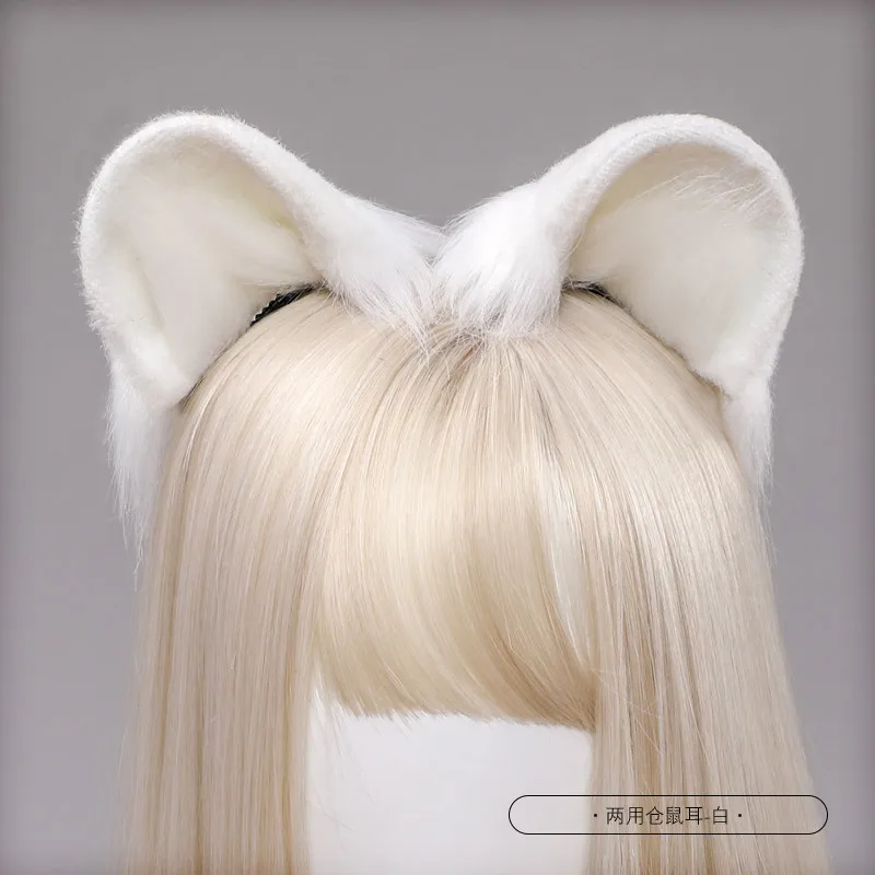 Girl Headdress Animal Headband Hamster Plush Round Ears Cosplay Hair Clips Night Party Cosplay Prop Halloween Decorative Gifts view 3