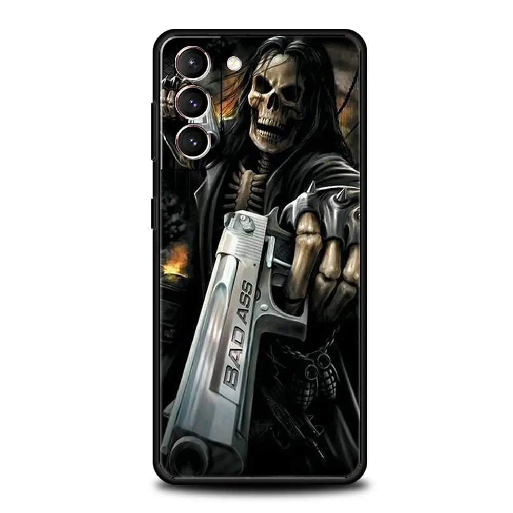 Skull Skeleton Grim Reaper Fashion Phone Case For Samsung Galaxy S24 S23 S22 S20 Ultra S21 FE 5G S10 S9 Plus S10E Silicone Cover