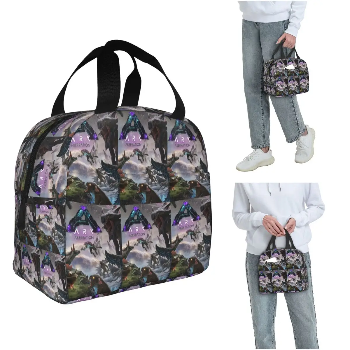 Sac à déjeuner isotherme avec affiche Ark Survival Evolved Aberration pour femmes et hommes, boîtes alimentaires portables pour femmes et enfants, sac fourre-tout thermique pour boîte à déjeuner