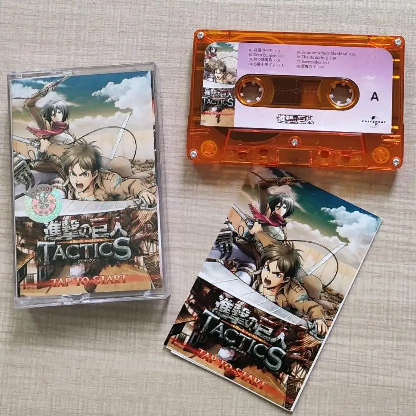 Anime Attack on Titan Music Tape Levi Ackerman Scout Regiment Eren Jaeger cassette Cosplay Soundtracks Box Walkman Tape Gifts