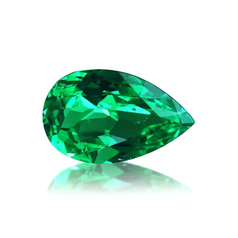 Top Lab Grown Hand-cut Pear Shape Columbian Emerald Gemstone VVS1 For Jewel Rings Earrings Making Selectable AGL Certificate