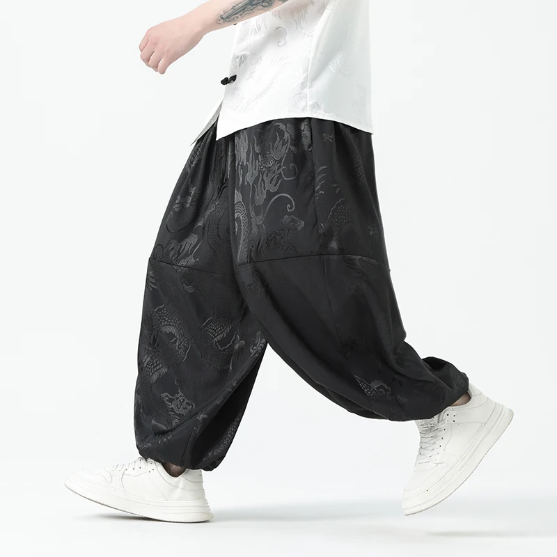 

Streetwear Jogger Pants Men Wide-leg Trousers Elastic Waist Pants Oversized Vintage Casual Harem Pants Male Summer Loose 5XL