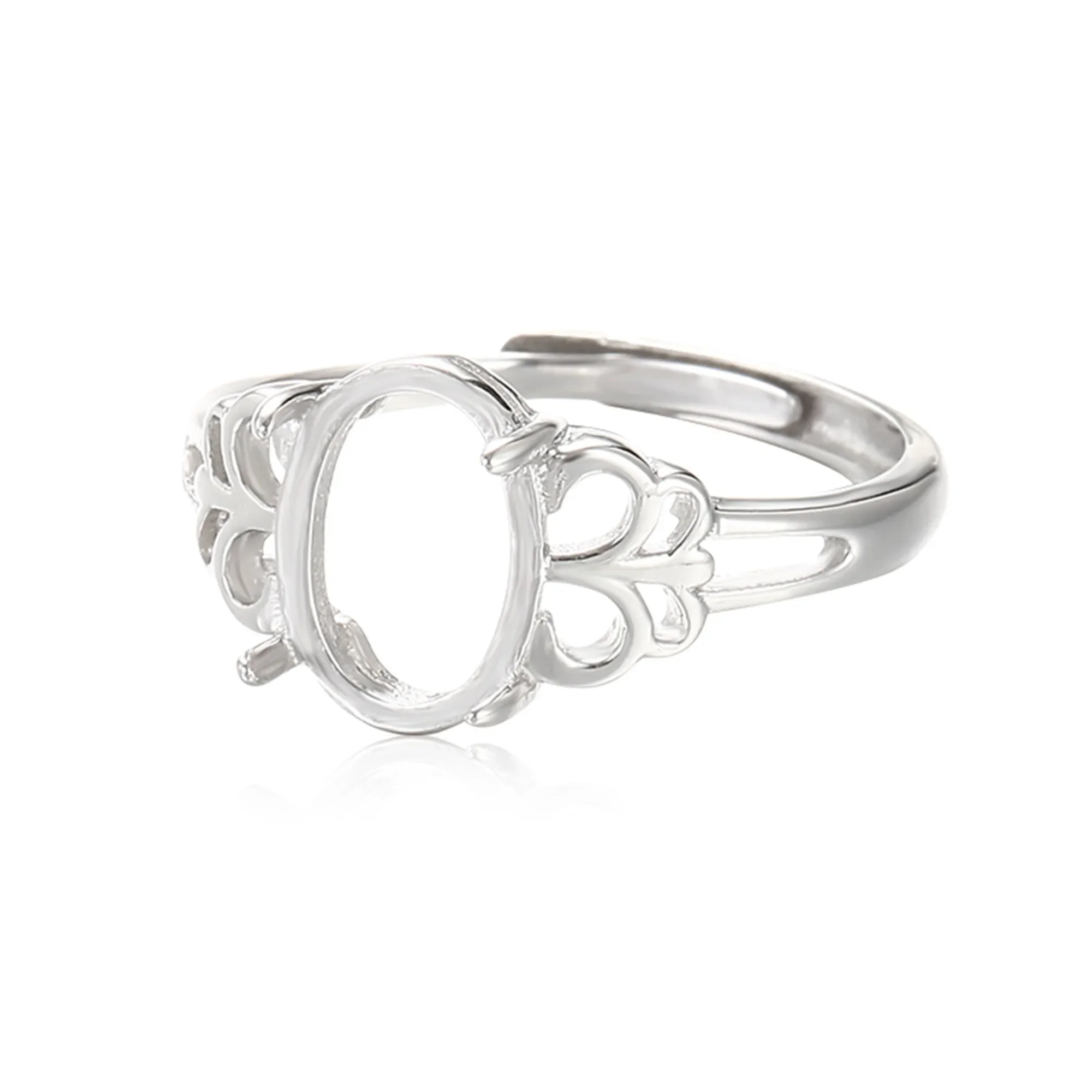 

925 Silver Ring Blank for 8x11mm Oval Cabochons Sterling Silver Adjustable Ring Setting