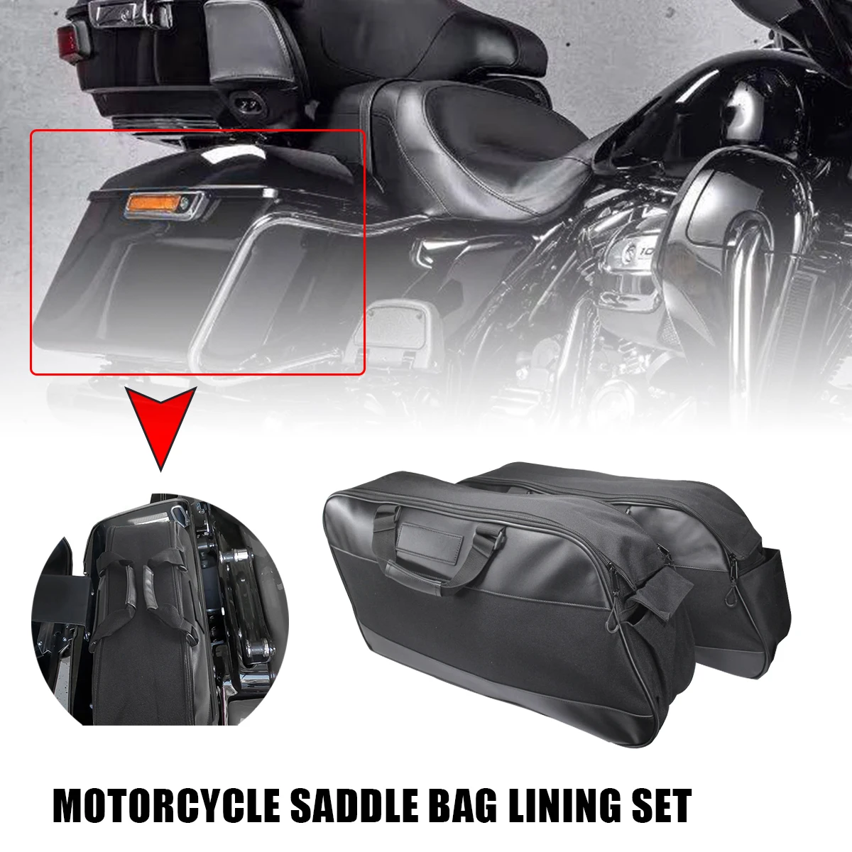 Motorcycle Saddle Bag Luggage Rack Liner Saddlebag Tool bag For Harley Touring Road King Electra Street Glide Ultra Tour 93-23