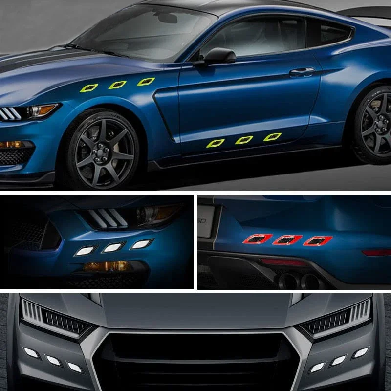 Universele 6 stks Auto Reflecterende 3D Koolstofvezel Sticker Auto Reflecterende Strips Nacht Stickers Anti-Kras Veiligheidswaarschuwing Sticker