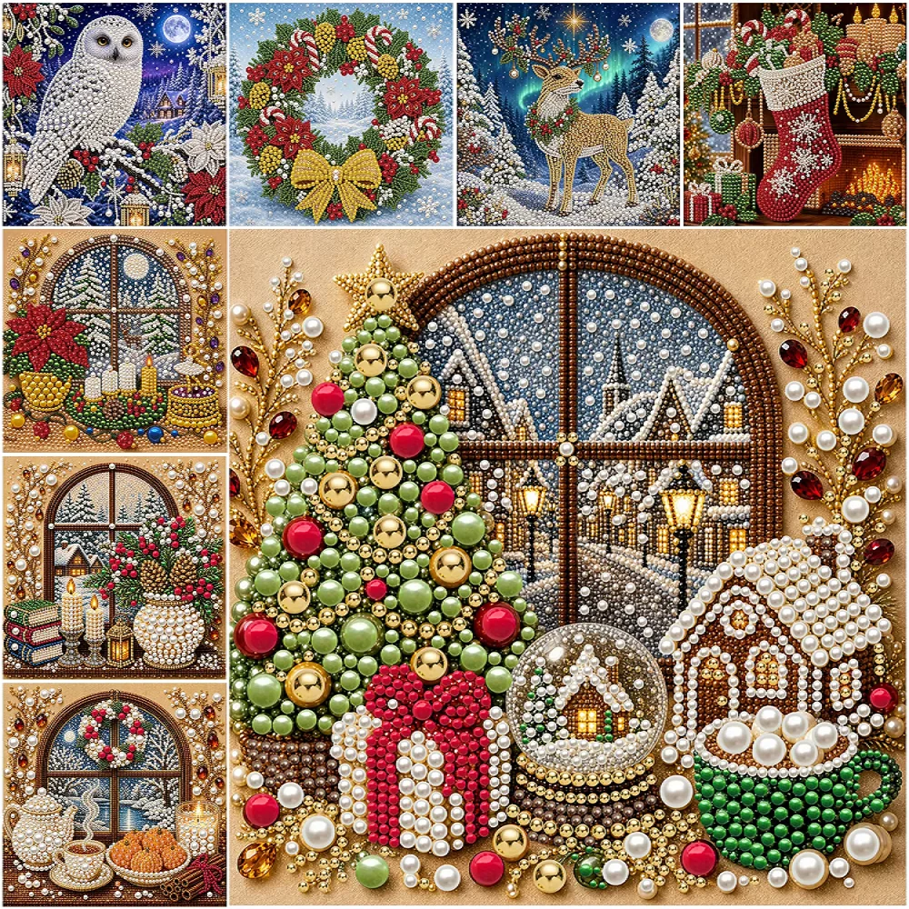 Art Craft Winter - طقم رسم بالخرز اللؤلؤي بإطار، فن