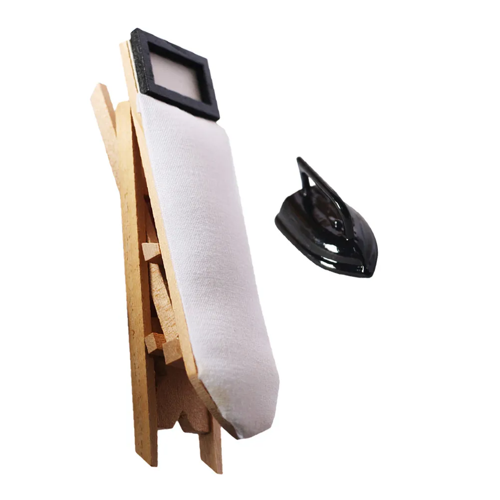 

Набор миниатюрных утюжков и гладильных столиков: деревянный и металлический дизайн, украшение для детских игровых домиков, креативный декор для микросцен