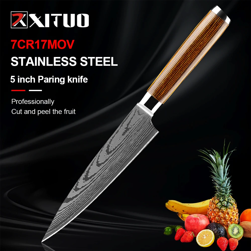 XITUO Paring Knife 5inch Kitchen Knife Forged from German Stainless Steel Sharp Paring Knife for Cutting, Peeling Slicing Fruits