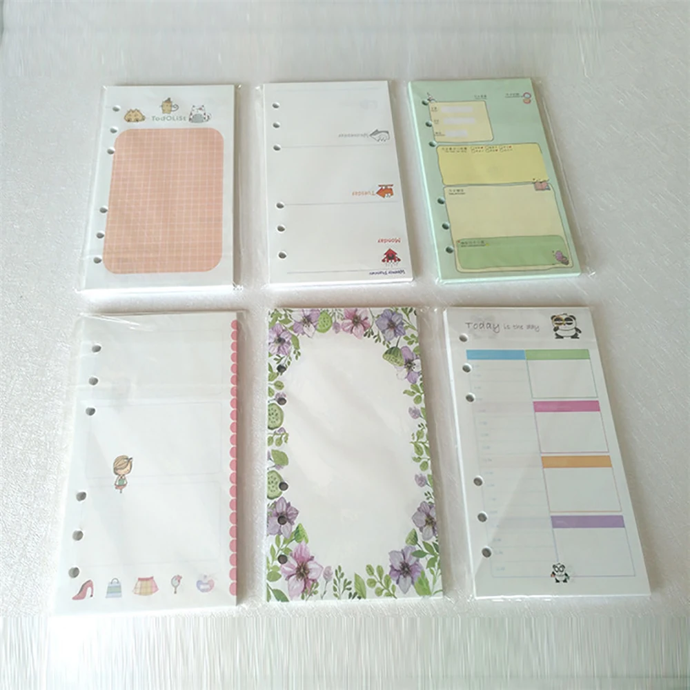 Exquisite Six Holes Cartoon Color Leaflet Inner Pages Refill Adaptation A5A6 Hand Account Book Inner Core