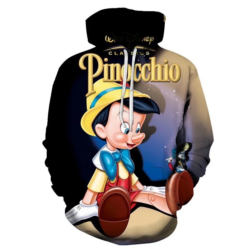 Disney Boys and Girls Hoodie Pinocchio Men's Hoodie 3D Printing New Pullover MINISO Men's Hoodie Fashion Men's Clothing