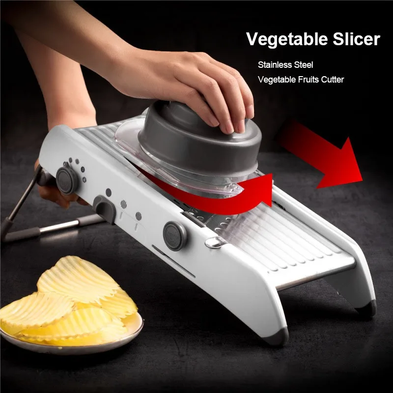 Vegetable Slicer Stainless Steel Vegetable Fruits Cutter Onion Potato Cabbage Adjustable Grater Household Kitchen Accessories