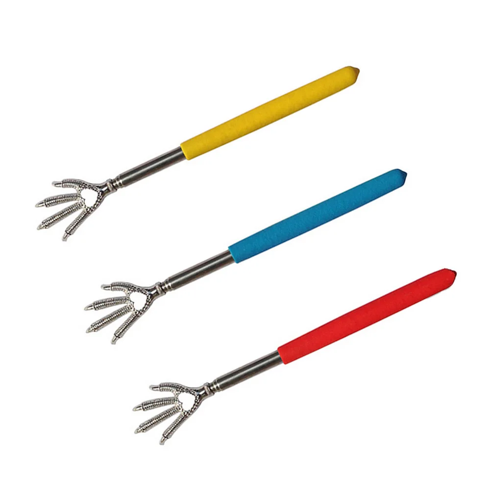 3 قطعة أداة تدليك تلسكوبية من الفولاذ المقاوم للصدأ قابلة للتمديد مقبض مطاطي أداة تخفيف محمولة للحكة والقلق