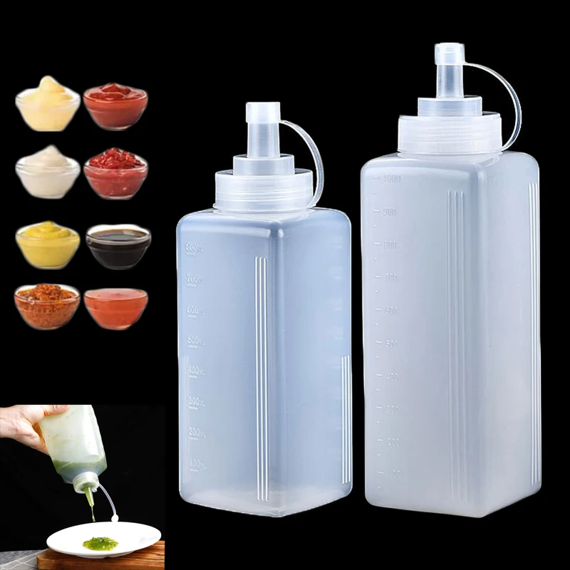 450-1000 ml Knijp Kruiderij Fles met Deksel plastic knijpfles Jam Salade Dressing Opslag Dispenser Keuken Accessoires