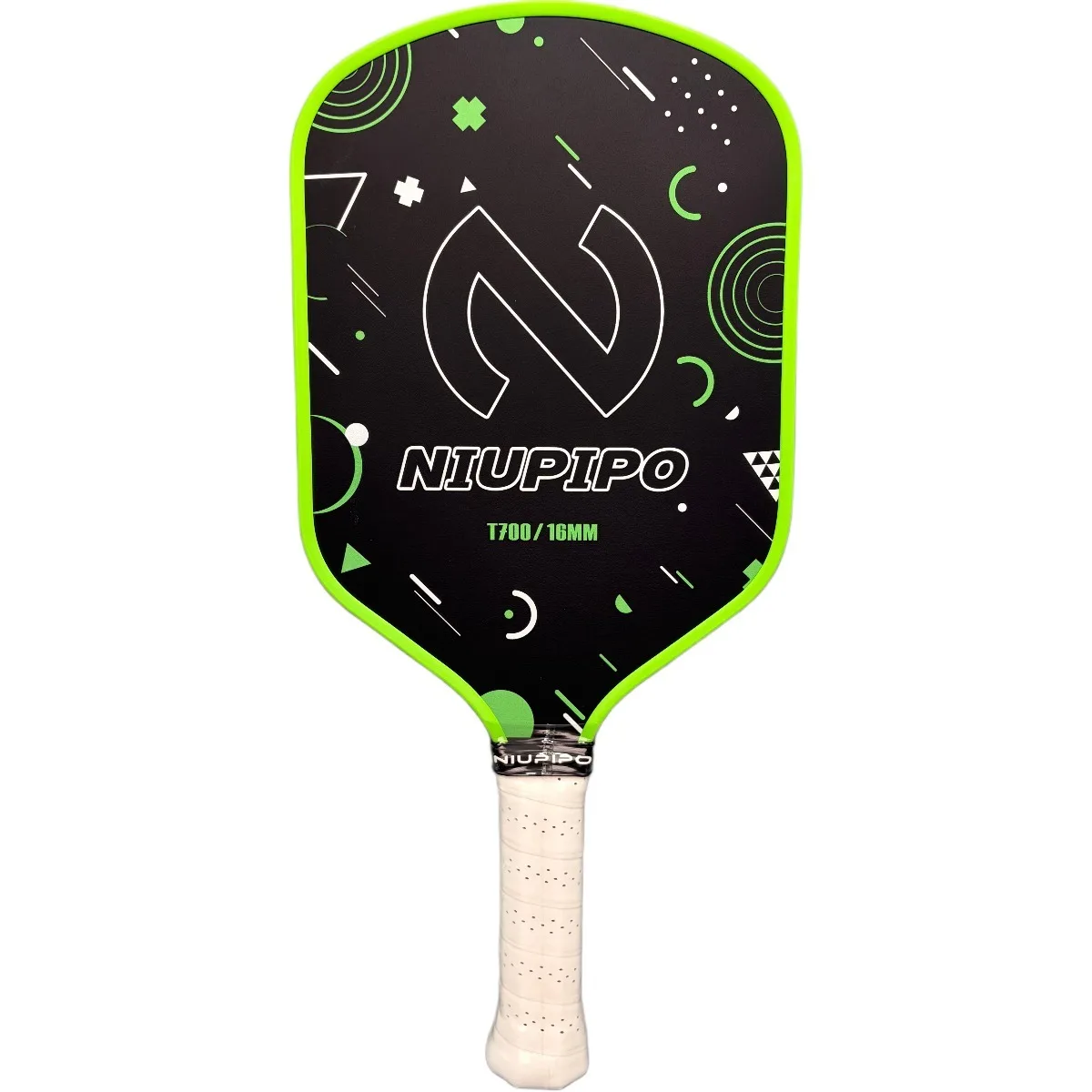 NIUPIPO T700 Carbon Fiber Pickleball Paddle 16mm PP Honeycomb Core Bright Green Edge Guard Lightweight Racket for Indoor‑Outdoor