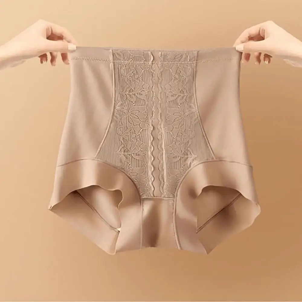 

Корректирующее белье для похудения с кружевным цветком, корректирующее белье из ледяного шелка, нижнее белье с контролем живота, женские трусики с высокой талией и пуш-ап