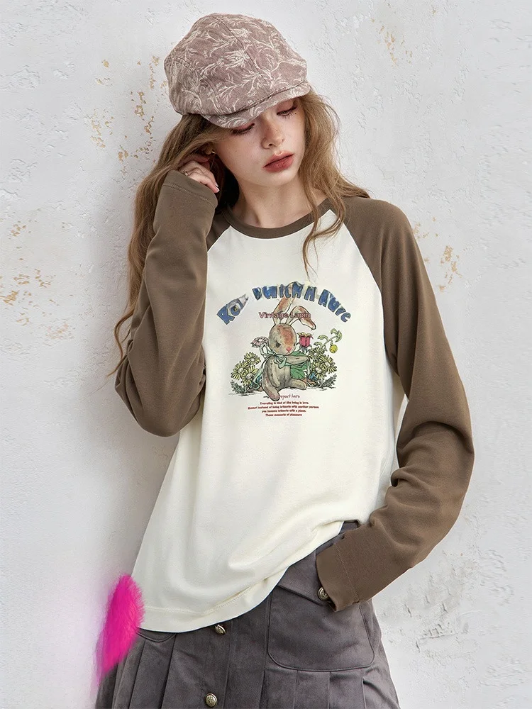 

Elfsa Повседневная футболка Long Sve, женская дизайнерская футболка с цветным принтом, свободная посадка из смеси хлопка и полиэстера