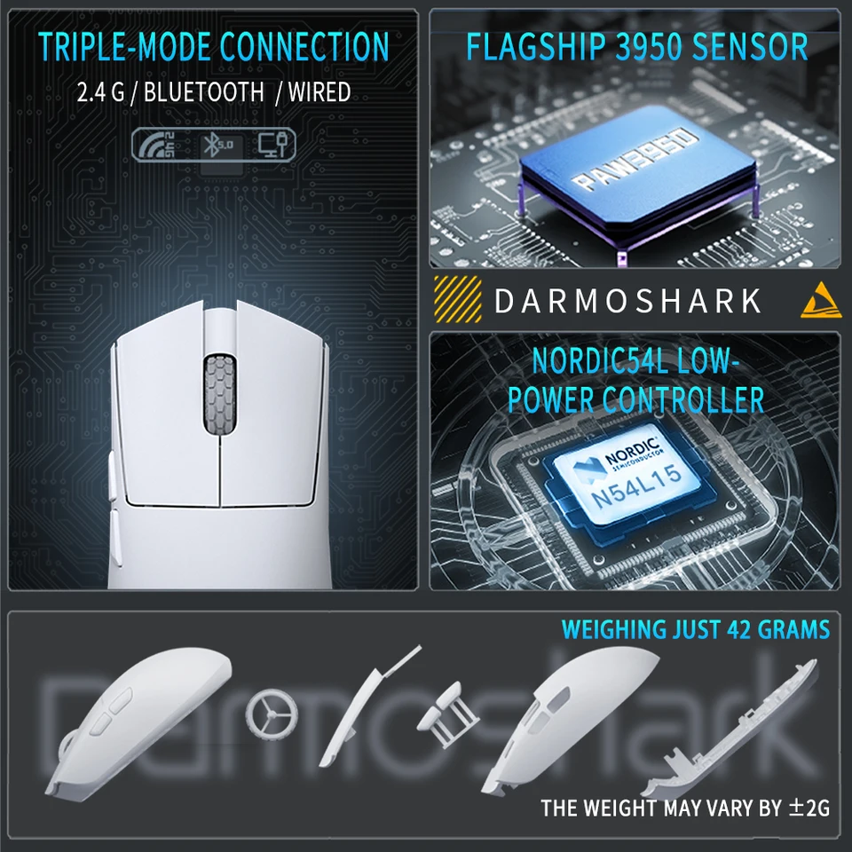 未使用(見た目確認の為少し接触)Darmoshark M3 Micro Pro Darmoshark M3 Micro Pro ゲーミングマウス 30000DPI ワイヤレス