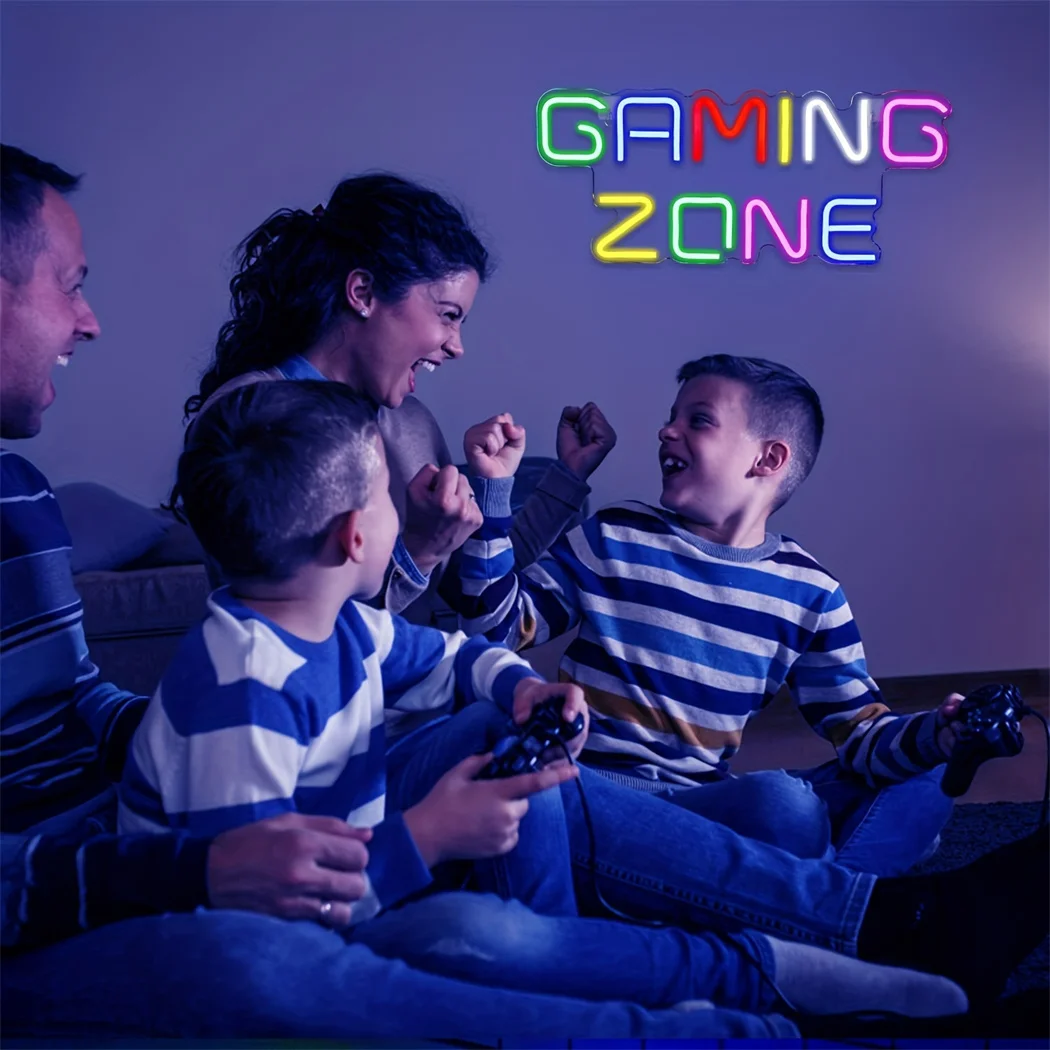 Gaming Zone Neon Sign USB Powered Gaming Room Wall Decoration for Bedroom Gaming Station Man Cave Gamer Gift Boy Teens Birthday