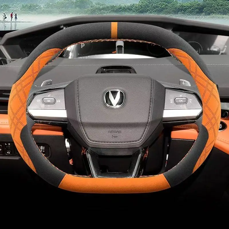

Замшевый кожаный чехол на руль автомобиля для Changan UNI-K UNI-V UNI-S CS55 PLUS 2021 2022 2023 2024 2025 Автоаксессуары