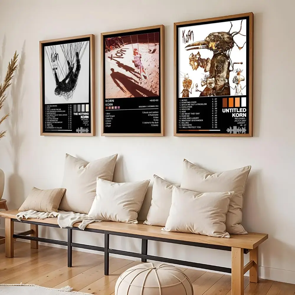 K-Korn Band Poster Stickers HD Painting Self-Adhesive Art for Bedroom Living Room Home Decor Modern Wall Decals Gift