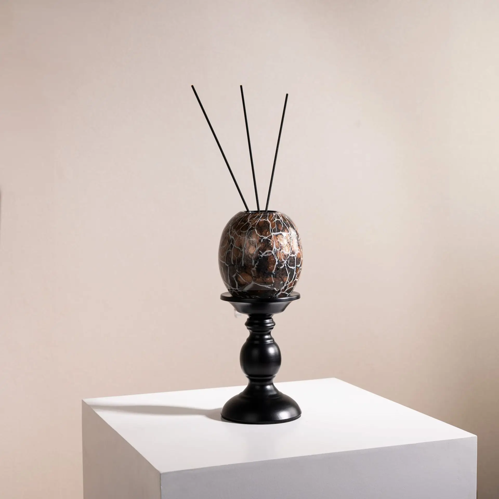 Artistic Mediterranean style desktop, empty bottle aromatherapy diffuser decorative ornament