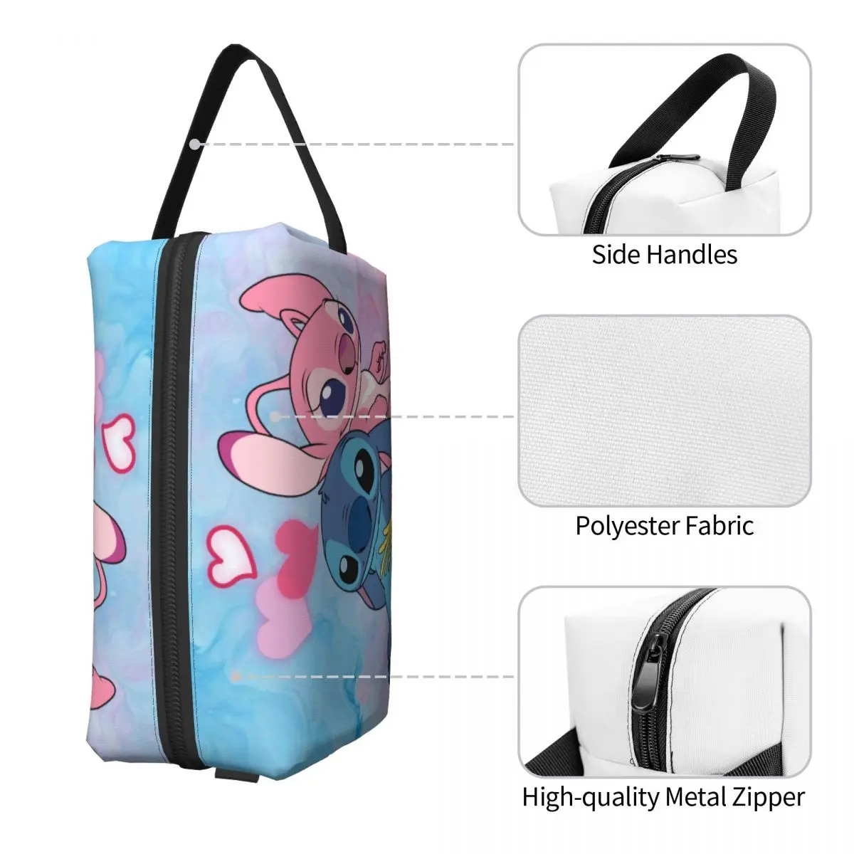 Custom Fashion Stitch Angel Reizen Toilettas Vrouwen Disney Anime Make-Up Cosmetische Organizer Schoonheid Opslag Dop Kit