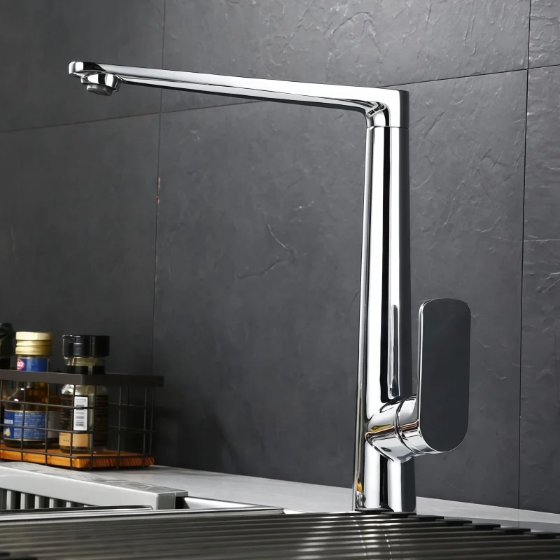 Nordic Style All-Copper Black Household Kitchen Faucet Hot and Cold Water Rotatable Kitchen Sink Faucet