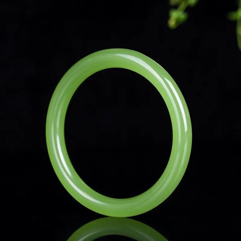 Apple green bracelet, green beauty bracelet, women's thin round jade stone