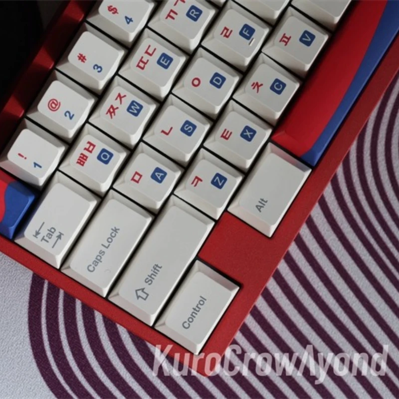 韓国語キーキャップ 140キー PBT素材 ナイトデビル ウーティング 磁気軸キーキャップ 赤と青のコントラスト ゲーム オフィス 韓国語キーキャップ