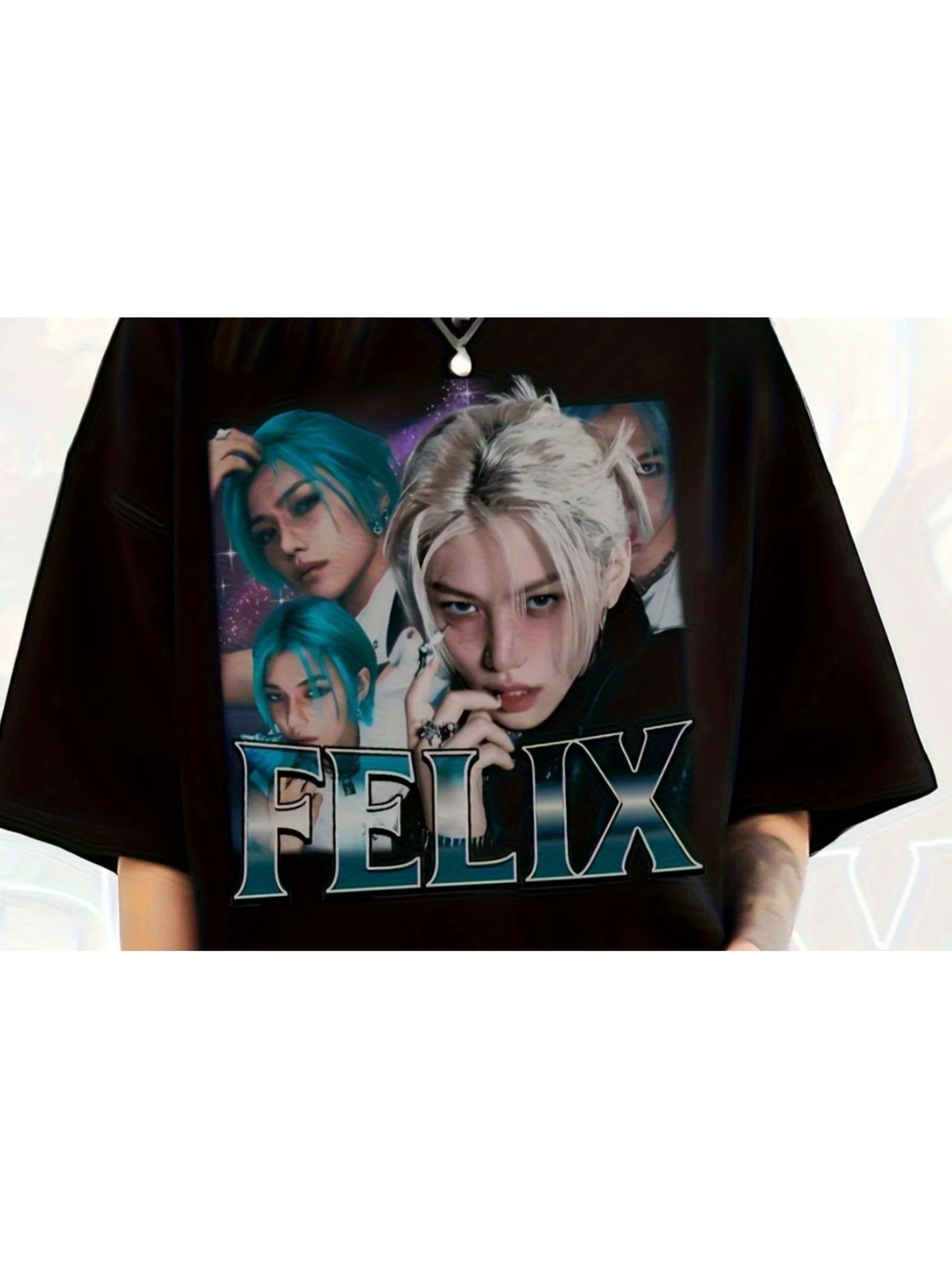 2026 Comfort Color'S Felix Graphic Tee - Retro Kpop Universe Design, Short Sleeves, Unisex Casual Concert Wear for K-Fans, Class