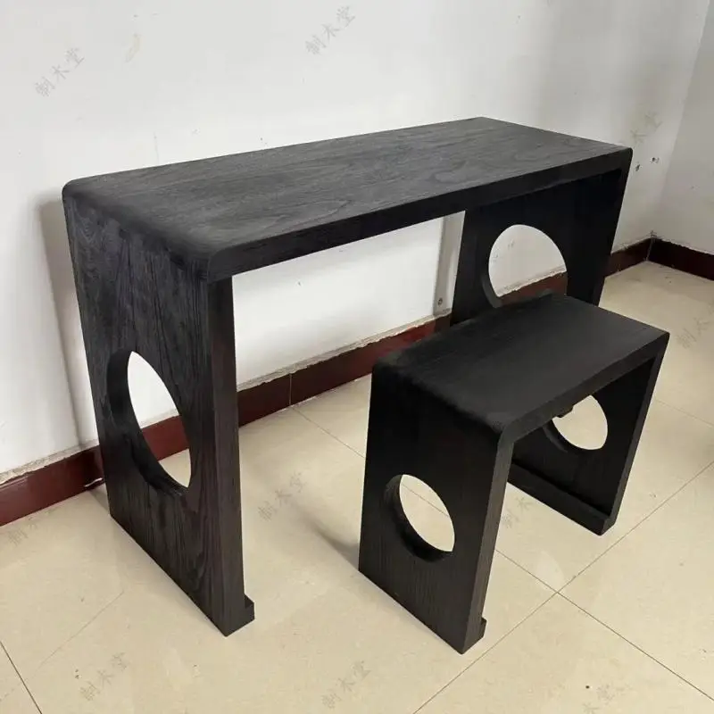 Chinese Style Classical Simplified Guqin Table Stool Set Multifunctional Stage Performance Practice Paulownia Wood Table Stool