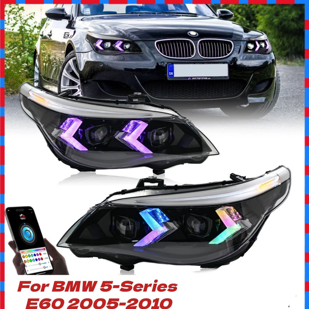 

For 5 Series E60 E61 2005-2007 2008-2010 RGB LED Headlight Auto Car Light Modified LED HeadLamp Assembly for BMW