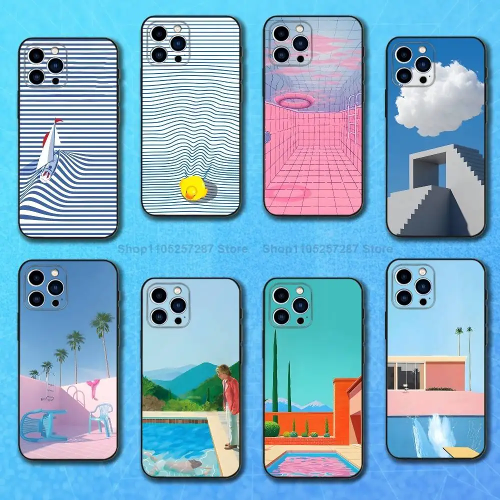 

D-David H-Hockney Art Phone Case For iPhone 17,16,15,14,13,12,11,Plus,Pro Max,XS,X,XR,SE,Mini,8,7,Soft Silicone Black