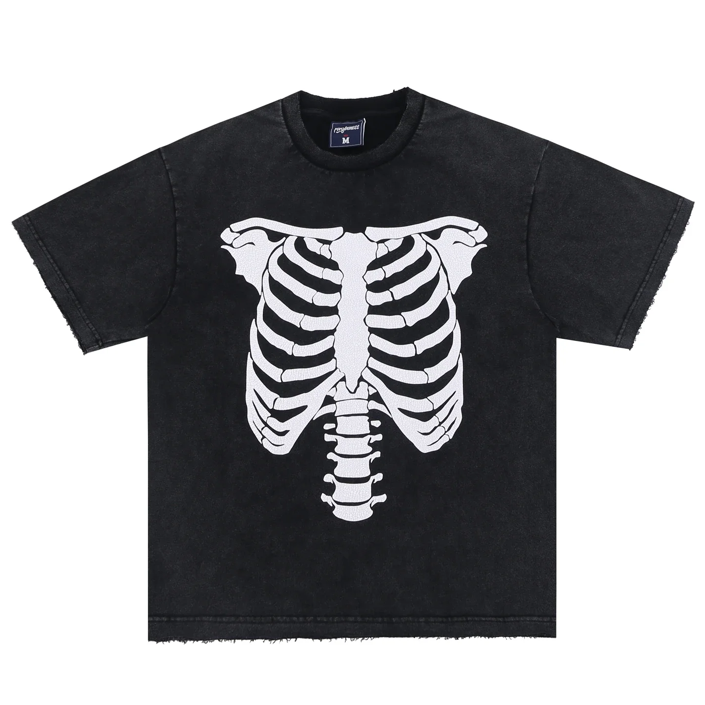 

23SS Oversized Vintage Washed Skeleton Print T-Shirt Men Women Best Quality Summer Style T Shirt Tops Tee Hippie Clothes