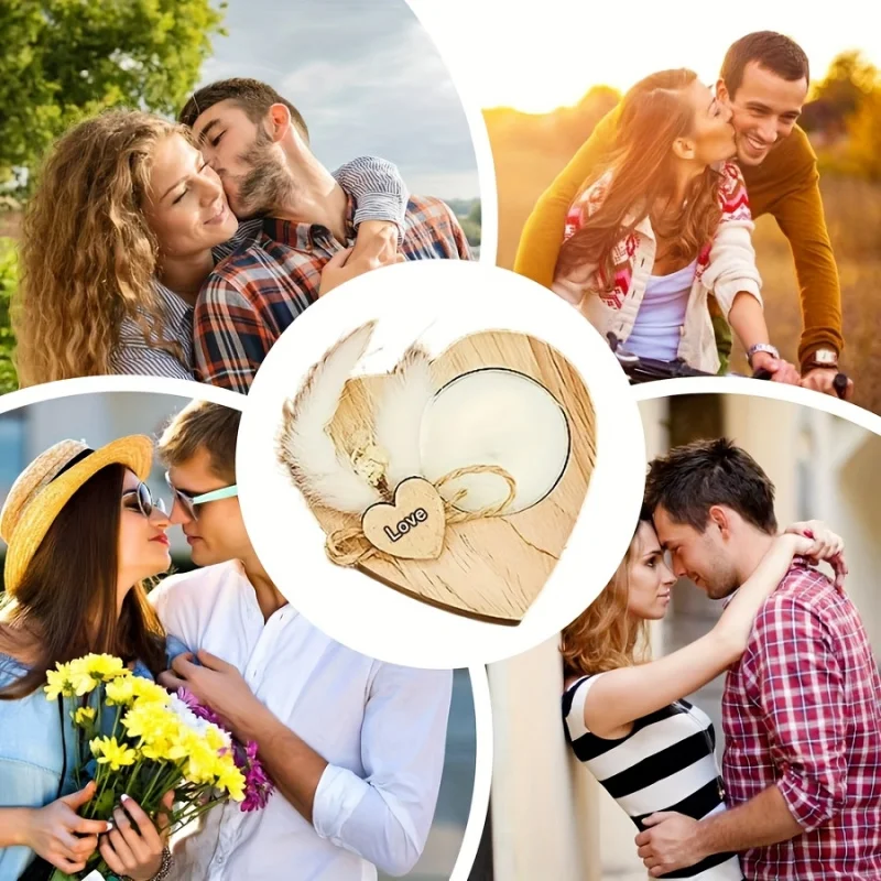 1pcValentine's Day Heart Candle Proposal Engagement Wedding Anniversary Party Table Decoration Wooden Mini Candle Holder with Dr