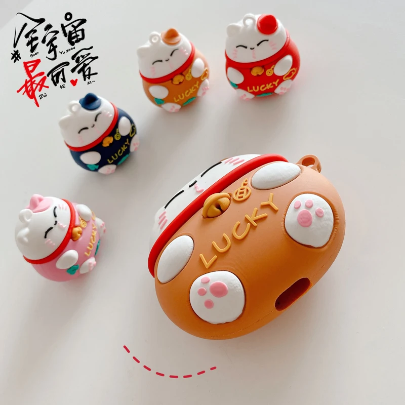 Силиконовый чехол Lucky Cat с милым мультяшным аниме для HUAWEI FreeBuds 4 4i 5 5i, чехол для HUAWEI Pro2 Pro3, защитный зажим SE 2 SE2