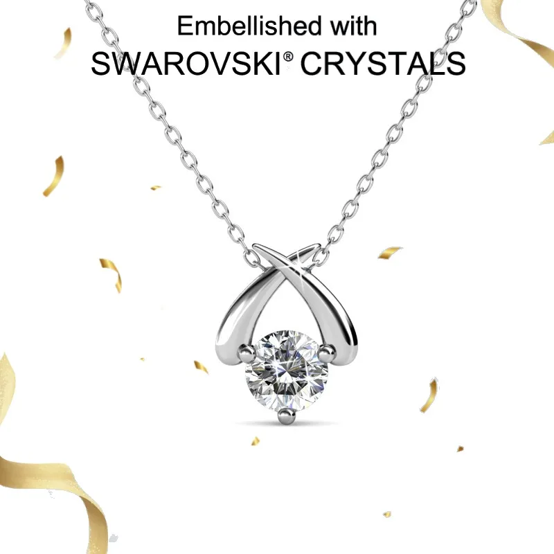 

Женское ожерелье Daisini из серебра 925 пробы с кристаллами Swarovski, покрытое белым золотом 18 карат, изысканные модные аксессуары премиум-класса