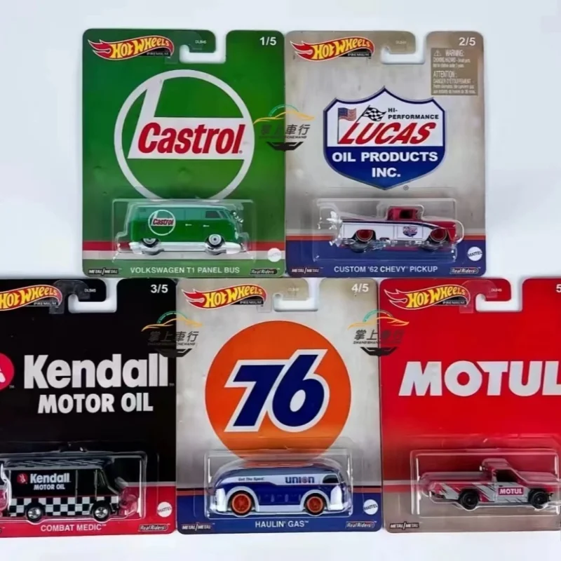 Hot Wheels Castrol Conjunto de óleo de motor Volkswagen T1 Datsun Captador Liga Modelo de carro Brinquedos para crianças Cultura popular Presentes automotivos