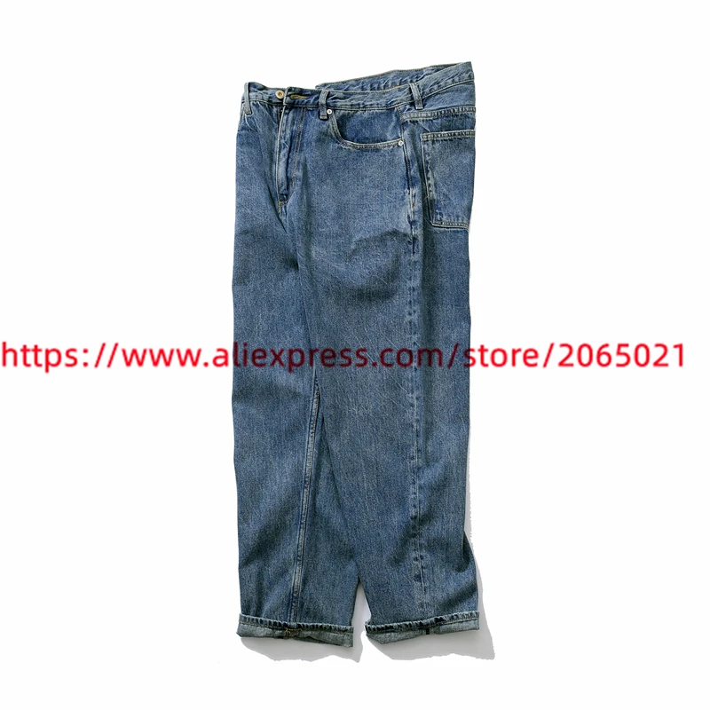 Washed Blue Wtaps Jeans Pants Men Women 1:1 Top Quality Vintage Trousers