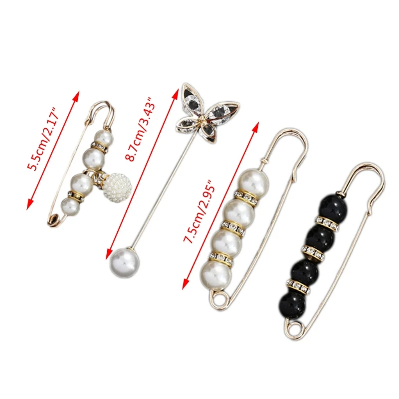 Faux Pearl Beads Safety Pins Shiny for Rhinestone Jewelry Brooch Shirts Dresses Cardigan Collar Sweater Scarf Clip Drop Shipping