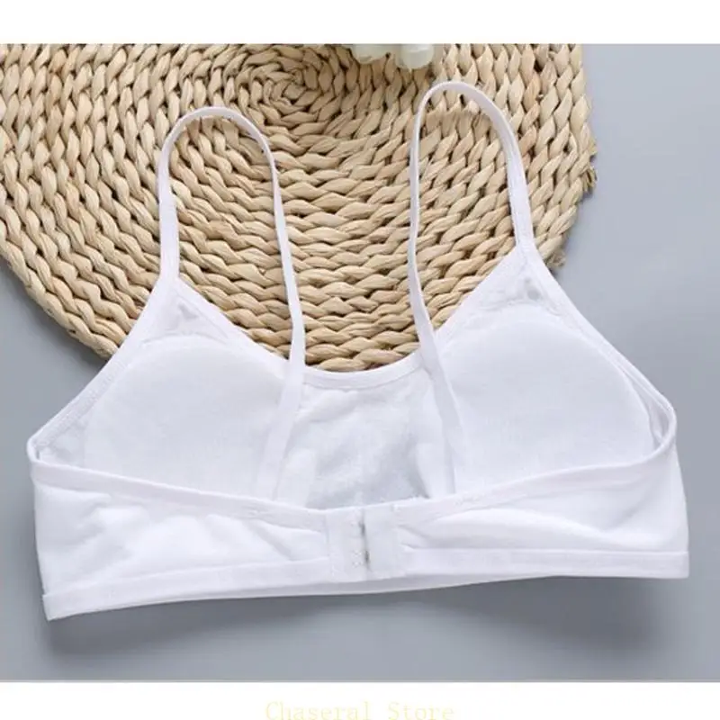 

E7CE Girls Training Bra Cotton Kids Solid Color Removable Pads Underwear Brassiere