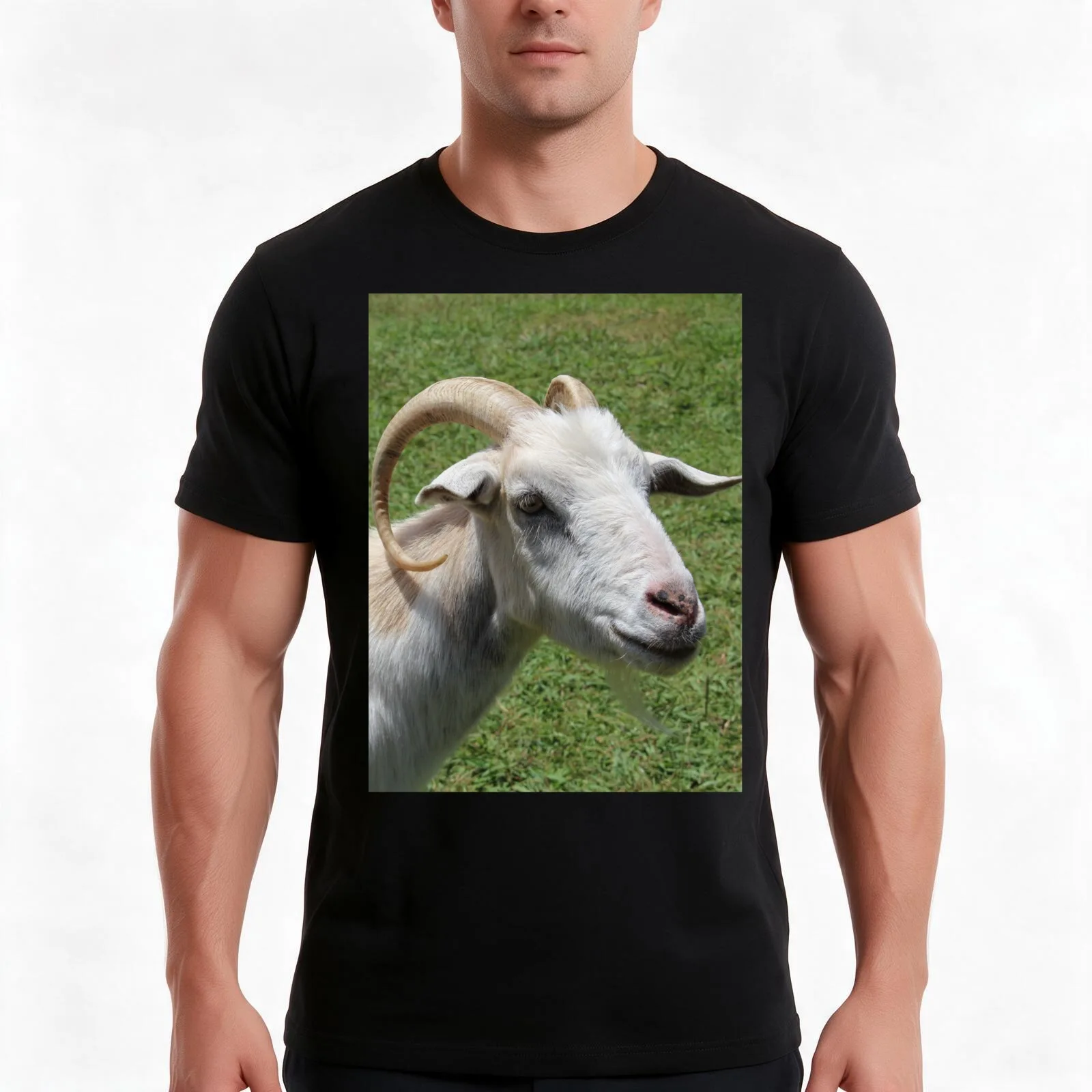 Goat farm - Funny goat - white goat T-Shirt, Summer Casual Cotton Tee, Oversized Streetwear Tops, Vintage Graphic Print
