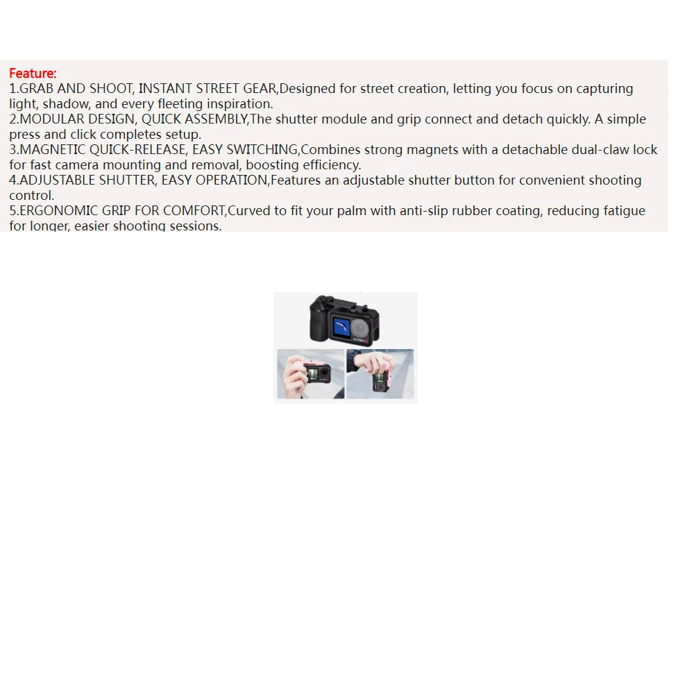 

Ручка и клетка для DJI ACTION 3/4/5 PRO, компактная ручка для фотосъемки со стабильной фиксацией, легкий аксессуар для съемок