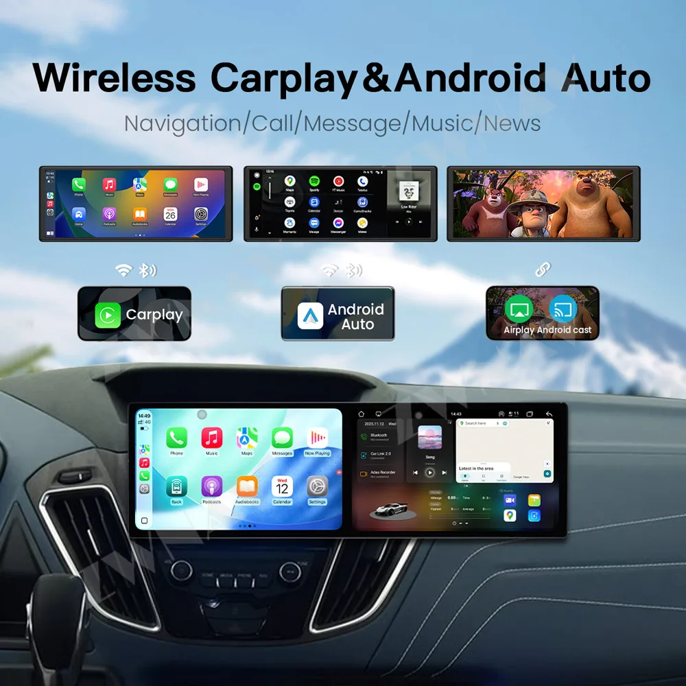 Dual 10.1 Inch Touch Screen Carplay Car Radio For Ford Tourneo Custom 2016-2022 Android 15 GPS Navigation Car Multimedia Player