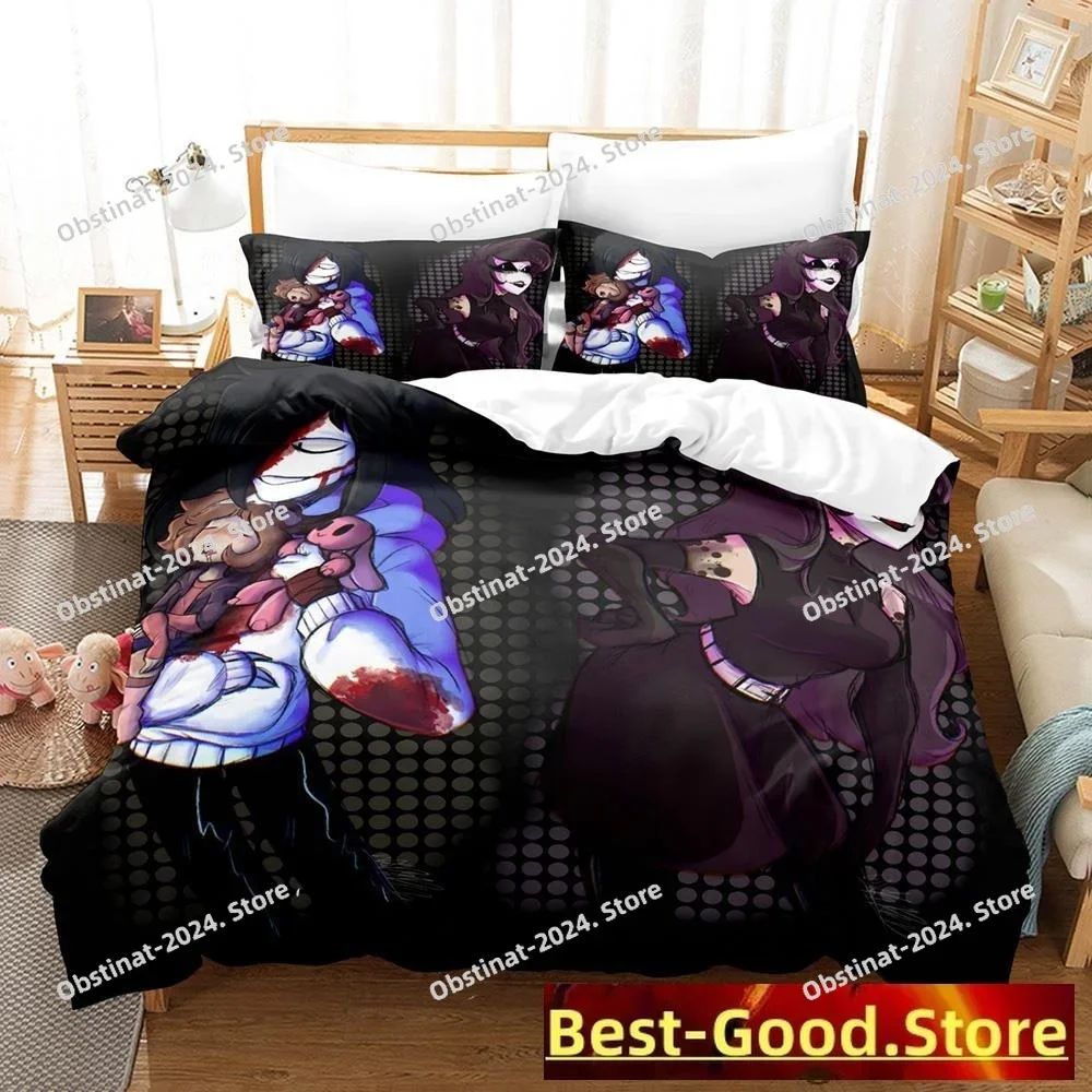 2023 New Jeff and Jane Creepypasta Bedding Set Duvet Cover Full Queen King Size Pillowcase Bed Print Bed Set Aldult Kid Bedroom