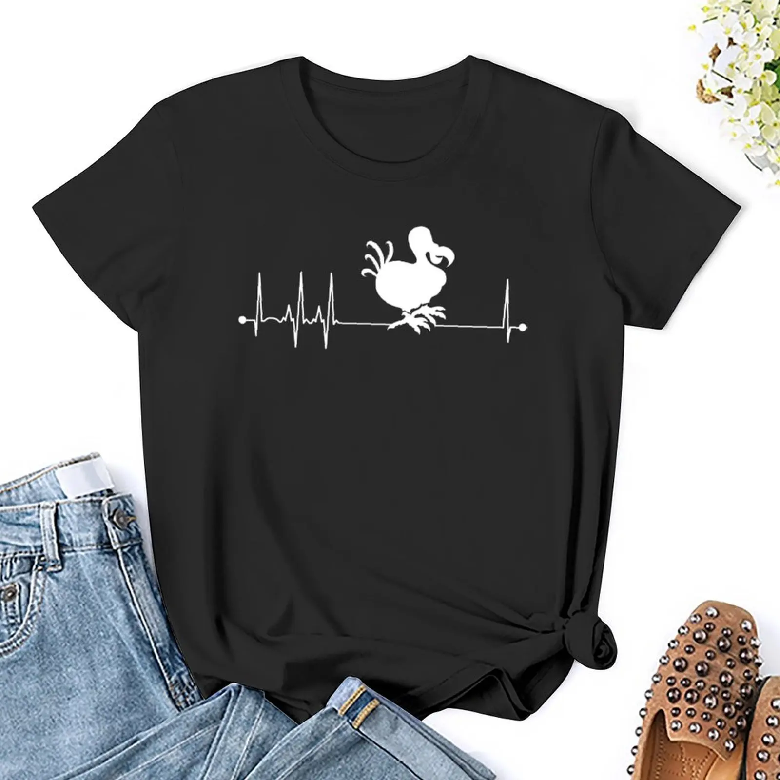 Crewneck Dodo Bird Heartbeat Pulse Dodo Bird Lover Gift T-shirt  Move T-shirts Classic Humor Graphic Aactivity Competition