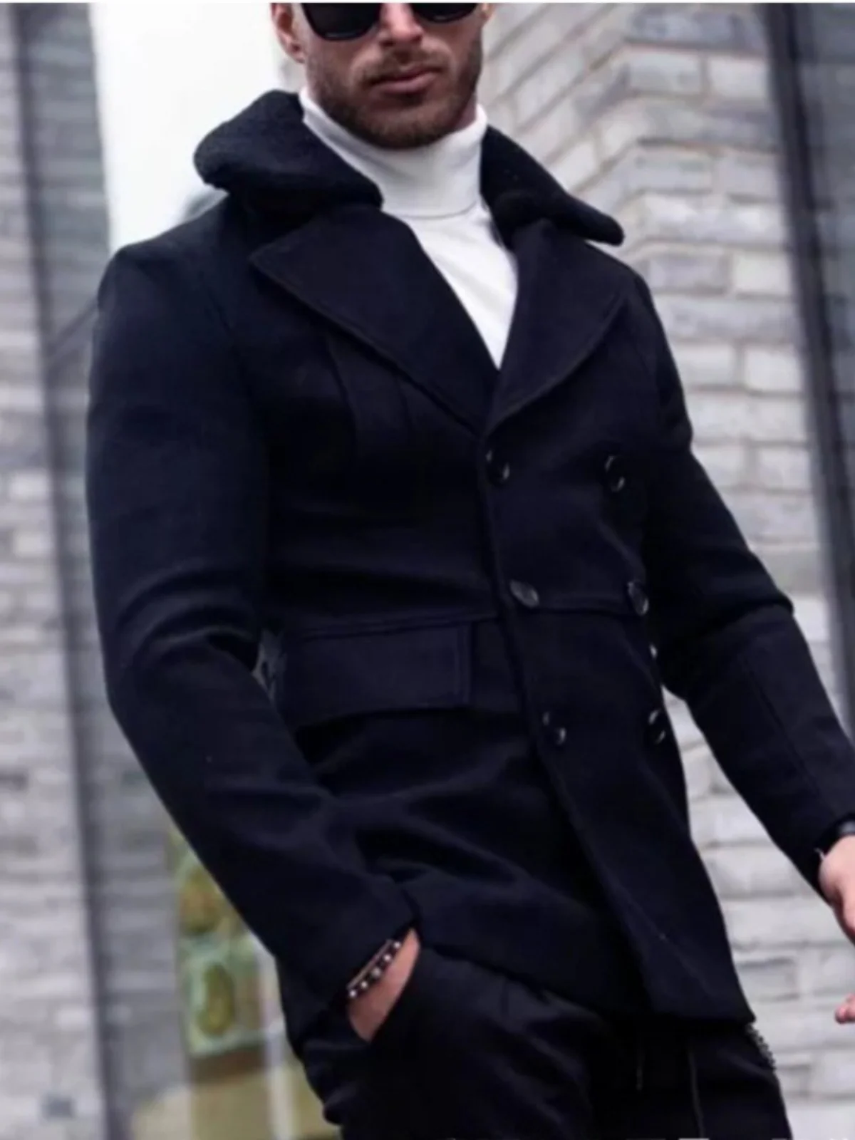 

Мужская куртка Briti Design: осенне-зимняя, с меховым воротником, простая, с длинными рукавами, для мужчин среднего возраста