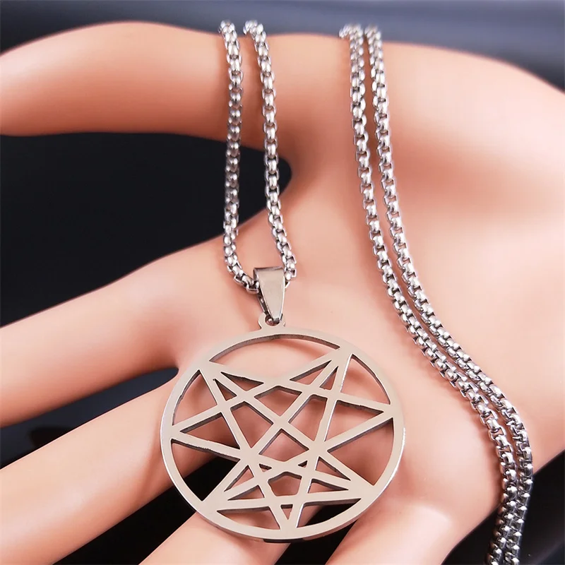 Nine Angles Hidden Necklace for Men/Women Stainless Steel Cross